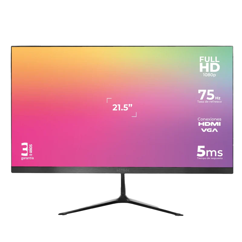 Monitor ACTECK Captive Vivid SP215, 21.5 pulgadas, 250 cd / m², 1920 x 1080 Pixeles, 5-8 ms, Negro Monitor ACTECK Captive Vivid SP215, 21.5 pulgadas, 250 cd / m², 1920 x 1080 Pixeles, 5-8 ms, Negro